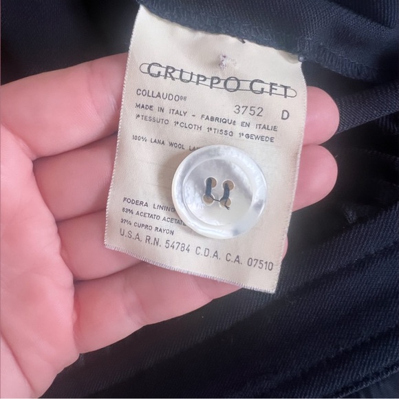 VINTAGE VALENTINO MISS V 100% Wool Navy Side Button Midi Dress Size 10 - Picture 14 of 15